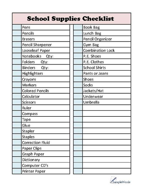 This school supplies checklist provides a full list of over 35 supplies typically needed for a school-aged student, including highlighters, calculators and pencils. High School Supply List Senior, Preppy Back To School Supplies List, 7th Grade Back To School Supplies, Need For School, Best Highlighters School, Stationary You Need For School, Back To School Necessities High School, What Stationary Do I Need For School, List Of School Supplies For High School