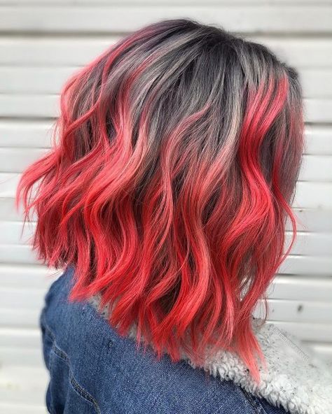 Red Scene Hair, Silver Ombre Hair, Grey Ombre Hair, Blonde Hair Colors, Red Ombre Hair, Brown Ombre Hair, Ombre Hair Blonde, Gray Hair Highlights, Grey Ombre