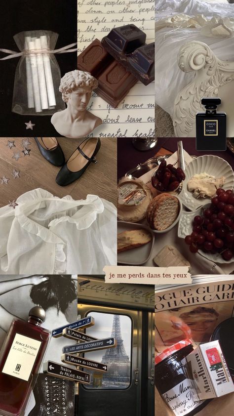 Messy Parisian Aesthetic, French Aesthetic Moodboard, French Theatre Aesthetic, French Collage Aesthetic, French Romantic Aesthetic, Messy Collage Aesthetic, Messy Chic Aesthetic, French Girl Aesthetic Vintage, French Academia Aesthetic