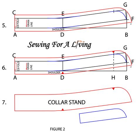 Diy Collars For Women Pattern, Stick Collar Pattern, Chinese Collar Pattern Drafting, Collar Stand Pattern, Shirt Collar With Stand, Stand Up Collar Pattern, Standing Collar Pattern, Collar Pattern Drafting, African Print Pencil Skirt