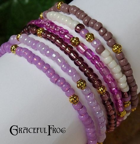 Stacking Stretch Bracelets Boho Gypsy Hippie Seed by GracefulFrog, $11.00 Rope Bracelets Tutorial, Purple Bracelets, Eclectic Closet, Bracelets Simple, Fall And Winter Outfits, Jewelry Making Instructions, Purple Beaded Bracelets, Moroccan Inspiration, Making Bracelets With Beads