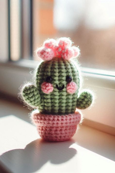 Learn how to crochet a Cute Cactus Amigurumi with this simple and fun guide. Perfect for home decor or as a unique gift idea. Easy Crochet Cactus Free Pattern, Crochet Plant Amigurumi Free Pattern, Crochet Aloe Vera Pattern Free, Amigurumi Cactus Free Pattern, Free Cactus Crochet Pattern, Cactus Crochet Pattern Free, Crochet Succulents Free Pattern, Quick Amigurumi Pattern Free, Crochet Presents Ideas