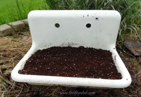 Old Cast Iron Sink Ideas, Vintage Sinks, Big Planters, Cast Iron Sink, Vintage Sink, Garden Sink, Metal Sink, Old Sink, Potting Benches