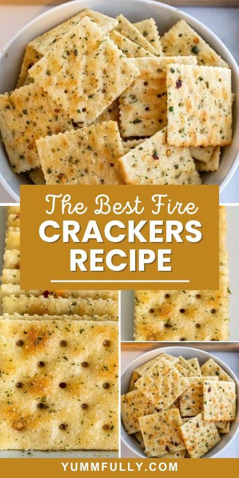 Transform bland-tasting saltine crackers into perfectly-seasoned, spicy, no-bake Fire Crackers! You will love how amazing they taste and how they will elevate any dip or charcuterie board for your next get-together. All you need is ranch dressing, avocado oil, garlic powder, and crushed red pepper flakes. No cooking is required! Ranch Crackers Recipe, Spicy Crackers Recipe, Seasoned Saltine Crackers, Fire Crackers Recipe, Saltine Cracker Recipes, New Appetizers, Jiffy Recipes, Ranch Crackers, Spicy Crackers