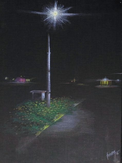 Streetlamp Painting, Street Lamp At Night, Street Light Art, Tanjore Painting, Pastel Pencils, Street Lamp, Post Lights, Paint Ideas, Street Light