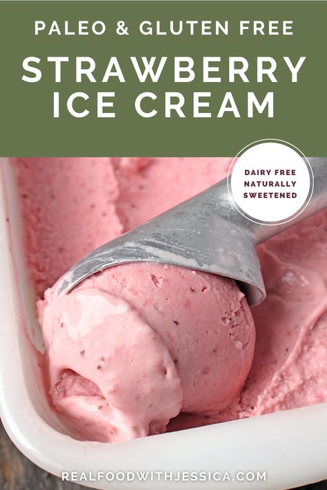 Mouth-watering Paleo Strawberry Ice Cream in a tray. Vegan Strawberry Ice Cream, Popsicles Recipes, Paleo Christmas, Paleo Ice Cream, Strawberry Ice Cream Recipe, Nourishing Food, Paleo Foods, Wheat Belly, Coconut Ice