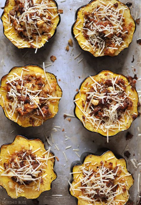 Apple Stuffed Acorn Squash, Sausage Stuffed Acorn Squash, Stuffed Acorn Squash, Acorn Squash Recipes, Sage Sausage, Acorn Squash, Squash Recipes, Perfect Appetizers, Vegetable Sides