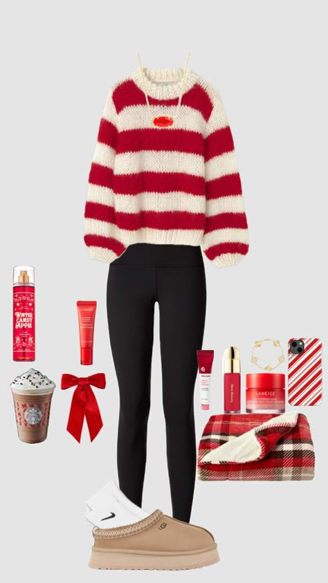 Christmas Socks Outfit School, Outfit Ideas Christmas Casual, Cute Christmas Concert Outfits, Cute Fits For Christmas, Outfits For Christmas Day, School Christmas Party Outfit Ideas, Winter Dance Outfits Middle School, Outfits To Wear For Christmas, Christmas Outfit Layout