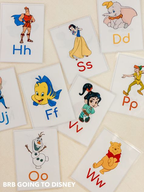 Disney Alphabet Flash Card Printable - BRB Going to Disney Disney Learning Activities Free Printables, Black Toddler Girl Hairstyles, Color By Number Printable Free, Disney Printables Free, Black Toddler Girl, Alphabet Disney, Toddler Girl Hairstyles, Alphabet Flash Cards Printable, Disney Activities