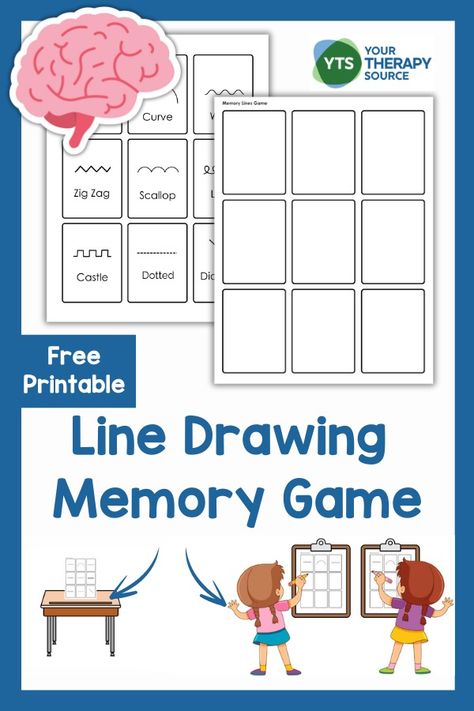 Free Memory Game Printable - Your Therapy Source Different Types Of Lines, Lego Math, Memory Activities, Explorers Activities, Types Of Lines, Homeschool Freebies, Free Handwriting, Line Game, Memory Games For Kids