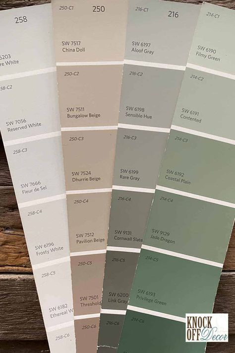 SW-basil-coordinated-palette Sherwin Williams Tidewater, Sherwin Williams Wool Skein, Woodlawn Blue Benjamin Moore, Woodlawn Blue, Tan Paint Colors, Sage Green Paint Color, Wool Skein, Sea Salt Sherwin Williams, Sage Green Paint