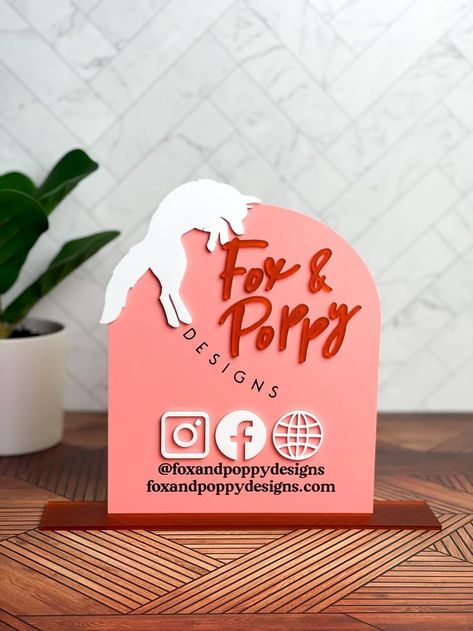 coral arch, fox, social media sign, instagram Business Logo Sign, Small Business Signs, Social Media Signs, Small Business Logo, Business Signage, Creative Labs, Craft Night, Logo Sign, Wedding Welcome Signs