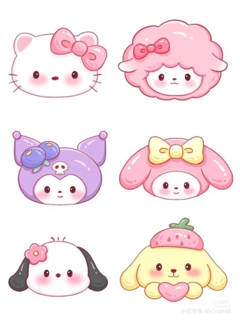 Cute Stickers Ideas Sanrio, Stiker Kuromi, Stiker Sanrio, Cute Sanrio Stickers, Sanrio Stickers, ليلو وستيتش, Walpaper Hello Kitty, Cute Easy Doodles, Hello Kitty Crafts