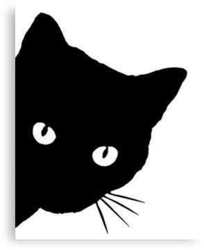 Cat Silloute, Simple Cat Painting, Cat Silhouette Art, Peeking Around The Corner, Silhouette Chat, Unread Messages, Black Cat Drawing, Cat Peeking, Cat Quilt Patterns