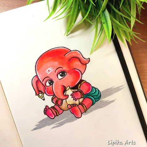 Small Canvas Art Ganesha, Little Ganesha Cute Drawing, Cute Ganesha Drawing, Bhagwan Drawing, Parrot Dress, Ganesha Drawing, Ipad Painting, Ganesh Art Paintings, Buddha Art Drawing