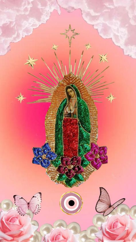 Pink virgencita wallpaper Pink Virgencita, Virgencita Wallpaper, Guadalupe Wallpaper, Mexico Wallpaper, Cute Home Screen Wallpaper, Virgin Mary Art, Mexican Culture Art, Pop Art Images, Dark Red Wallpaper