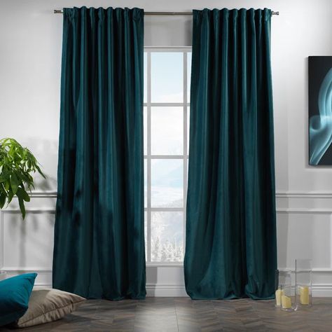 Teal Curtains, Nosy Neighbors, Midnight Green, Curtain Sizes, Decor Pillows, Window Room, Bedroom Windows, Home Curtains, Velvet Curtains