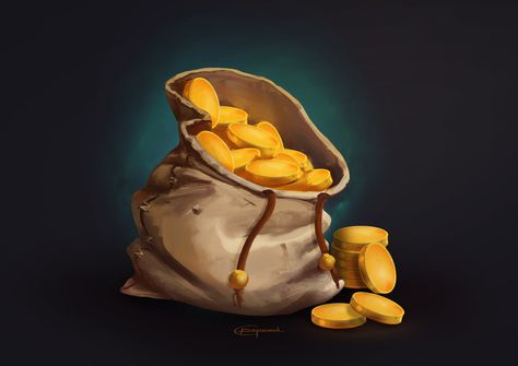 Sack of Gold, George Batchvarov on ArtStation at https://www.artstation.com/artwork/EXrW8 Bag Of Gold Coins, Bag Of Coins, Chibi Mascot, Sack Of Gold, Dripping Gold, Casino Jackpot, Bag Of Gold, Game Gem, Lost Treasure