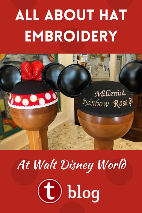 Love embroidered ear hats and baseball caps? Here's what you need to know about embroidery at Walt Disney World. Disney Ears Hat, Disney World 2024, Embroidered Disney, Custom Embroidered Hats, Disney Hats, Rainbow Roses, Hat Embroidery, Lettering Styles, Disney Ears