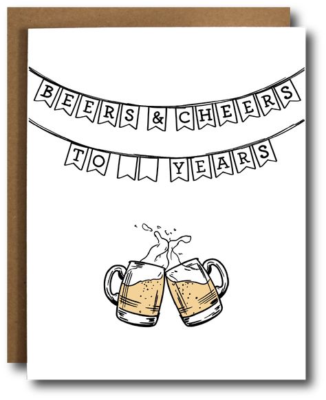 Beers & Cheers Celebration Card – The Card Bureau Birthday Card For Gift Card, Cheers Cards Handmade, What To Put Inside A Birthday Card, Cheers Birthday Card, Homemade 30th Birthday Cards, 21 Birthday Cards For Men, Birthday Card 60 Years, 30 Birthday Cards For Men, Birthdaycard Selfmade For Boyfriend