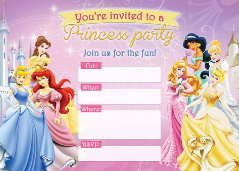 Sending out customizable printable Disney princess birthday invitations with personalized wording makes the whole experience more fun for everyone. More Disney Princess Invitations Printable, Disney Princess Birthday Invitations Free Printable, Disney Princess Invitations Template Free Printable, Disney Princess Birthday Invitations, Princess Invitation Template, Printable Disney Princess, Disney Invitation, Disney Princess Invitations, Princess Birthday Party Invitations