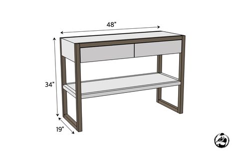 Modern Console Table » Rogue Engineer Console Table Measurements, Console Table Dimensions, Modern Changing Table, Diy Makeup Vanity Plans, Console Table Plans, Console Dimensions, Console Designs, Diy Console, Modern Console Table