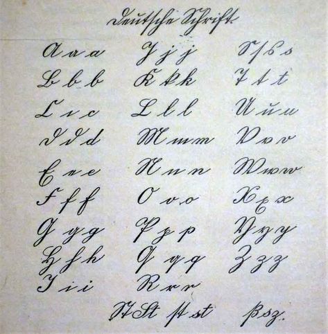 The History of Old German Cursive Alphabet and Typefaces Old Handwriting, Cursive Fonts Alphabet, Old Calligraphy, Old Fonts, Fonts Handwriting Alphabet, Handwriting Examples, Pretty Handwriting, Block Quilts, Cursive Alphabet