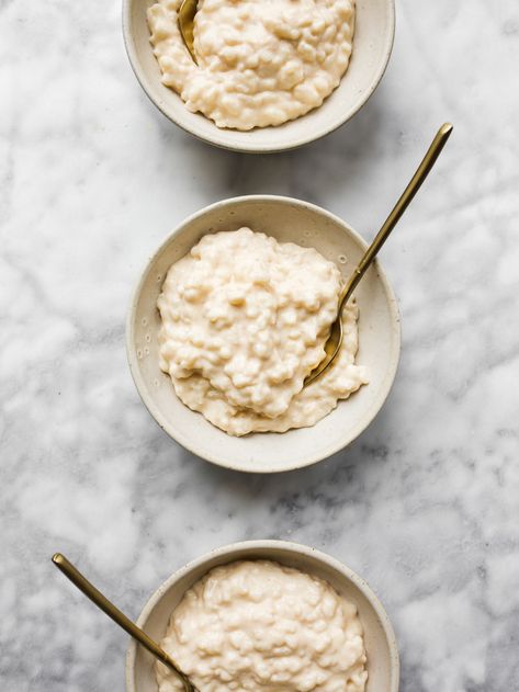 Creamy Rice Pudding & My Spring Break Must-Haves - Wood & Spoon Stovetop Rice Pudding, Rice Puddings, Creme Fraiche Recipes, Creamy Rice Pudding, Rice Pudding Recipe, Creamy Rice, Course Meal, Flavored Milk, Rice Pudding