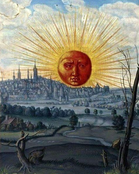 Sun with human face rising - Splendor Solis 🔥(1582) #art #paint #canvas #canvasart #canvaspainting #oilpainting #painting #painter #face… Stephen Ellcock, Splendor Solis, Alchemical Art, Sun Symbols, Happy Solstice, Kahlo Paintings, Alchemy Art, Esoteric Art, Occult Art