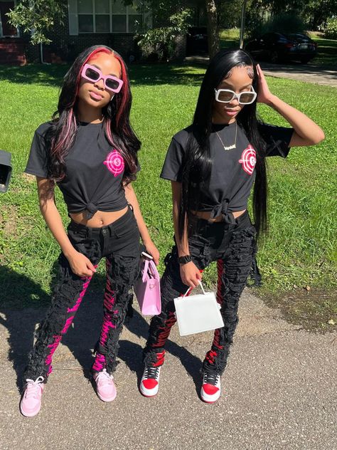 Cute Drippy Outfits, Best Friend Matching Outfits Black, Matching Outfits Best Friend Black, Cute Matching Outfits For Best Friends For School, Matching Sleepover Outfits, Matching Outfits Best Friend Baddie, Best Friend Outfits Matching, Birthday Matching Outfits Friends, Cute Outfits Birthday