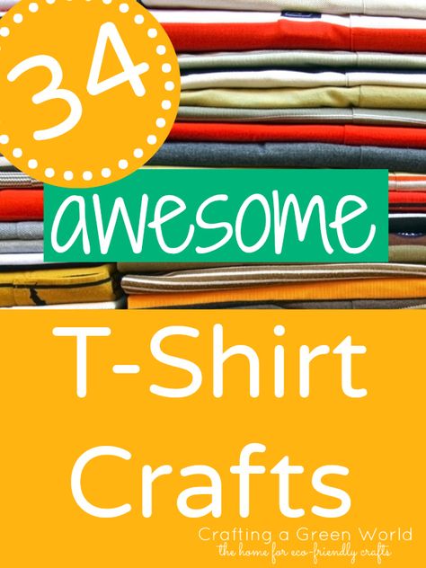 34 T-Shirt Crafts Tee Shirt Crafts, Shirt Craft, Old Tee Shirts, Shirt Crafts, T Shirt Skirt, Upcycle Shirt, Recycled T Shirts, Tshirt Crafts, Old Shirts