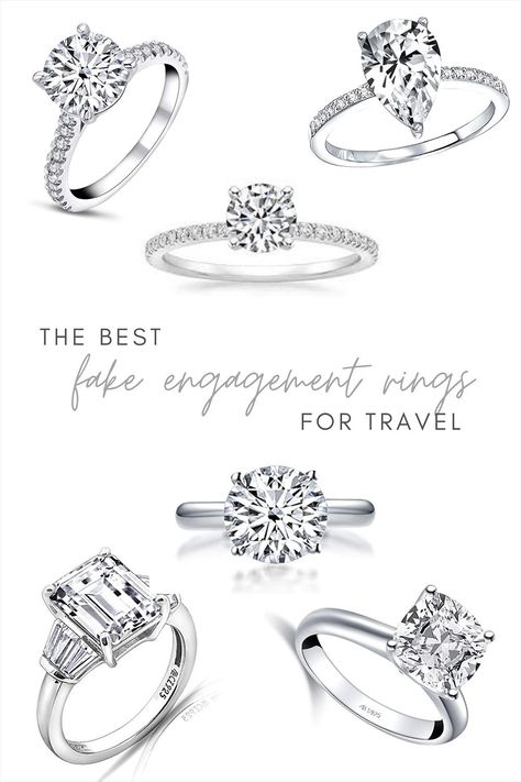 Sparkles and Shoes - The Best Fake Engagement Rings for Travel Travel Wedding Ring, Fake Wedding Rings For Travel, Fake Wedding Rings, Fake Engagement Rings, Travel Ring, Travelling Abroad, Fake Wedding, Fake Diamond, Flowers Color