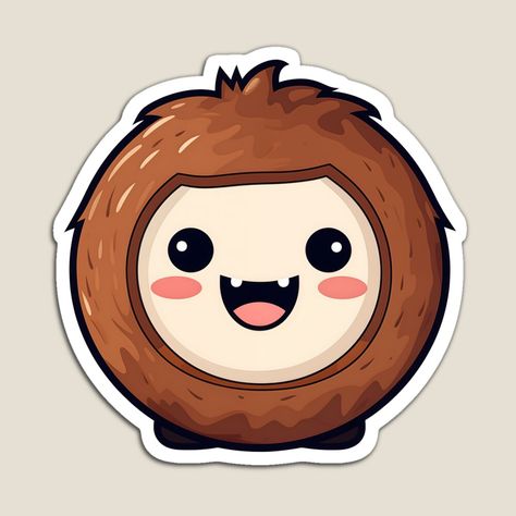 Get my art printed on awesome products. Support me at Redbubble #RBandME: https://www.redbubble.com/i/magnet/Coco-the-Cheerful-Coconut-by-unimuse/157778356.TBCTK?asc=u Coconut Character, Cute Smile, Cute Fruit, Science Poster, Colorful Prints, Stranger Things Fanart, Awesome Products, Coco, Coconut