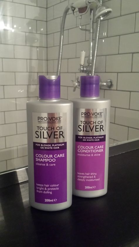 Touch Of Silver Colour Care Shampoo and Conditioner #PRO:VOKE #TouchOfSilver #Platinum #Blonde #White Hair With Brown Highlights, Blonde Hair With Brown, Blonde Hair Black Women, Silver Hair Dye, Grey Hair Journey, Grey Hair Care, Platinum Hair Color, Blonde Hair Care, Shampoo For Gray Hair