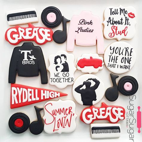 It's FRIDAY! Yay!!! My son and I do movie nights on fridays, and we've been doing throwbacks lately... But I may just have to save Grease… Grease Wedding, Grease Themed Parties, Grease Theme, Grease Party, 50s Theme Parties, Friday Yay, Grease Movie, Sugar Cookie Cakes, Office Halloween