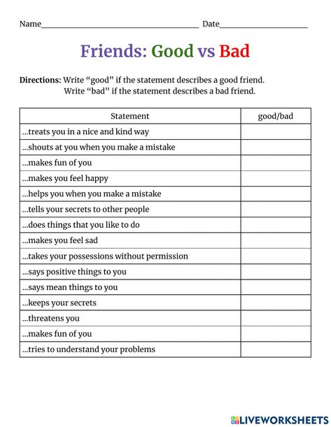 I Can Be A Good Friend Worksheet, People Pleaser Worksheet, Good Friend Vs Bad Friend Worksheet, Types Of Boundaries Worksheet, Good And Bad Habits Worksheet For Kids, Feelings Activities, Living Skills, Word Problem Worksheets, Peer Pressure