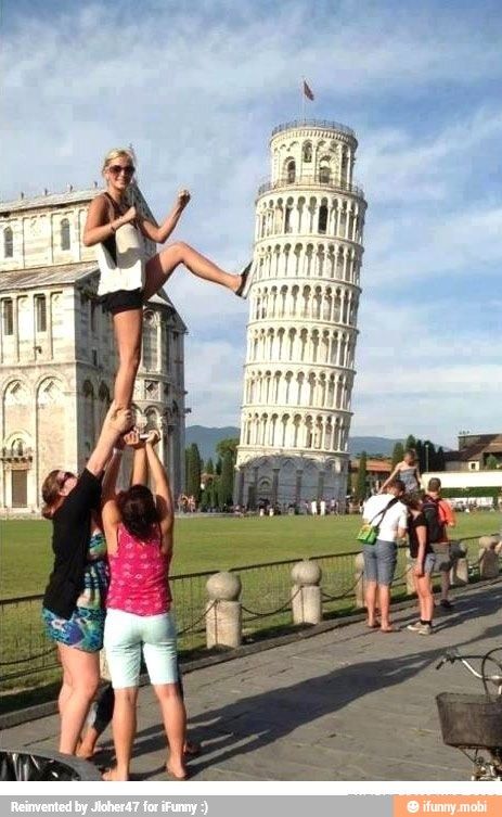 Pizza tower - iFunny :) Foto Tips, 웃긴 사진, Cool Stuff, Leaning Tower, Optical Illusions, Bones Funny, Leaning Tower Of Pisa, Pisa, Cheerleading