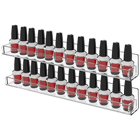 Amazon.com : Cq acrylic Nail Polish Organizer Wall Mounted,4 Pack Rack Display 48 Bottles Tech Organizers and Storage,Clear Supplies for Techs,15 Inch : Beauty & Personal Care Tattoo Studio Decor, Nail Polish Shelves, Paint Shelf, Nail Polish Shelf, Essential Oil Shelf, Nail Polish Holder, Nail Polish Rack, Acrylic Nail Polish, Lipstick Organizer