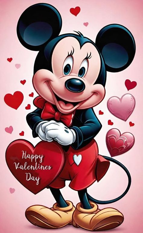 Mickey Mouse Valentines Day, Mickey Mouse Valentines, Vintage Mickey Art, Mickey Mouse Illustration, Mickey Mouse Invitations, Mickey Mouse Wallpaper Iphone, Vintage Valentine Art, Disney Clipart, Minnie Mouse Images