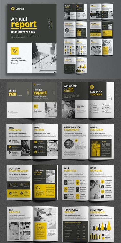 Booklet Design Layout, Canva Presentation Template, Company Brochure Design, Annual Report Layout, Canva Presentation, Brochure Design Layouts, Report Layout, Annual Report Template, Indesign Layout