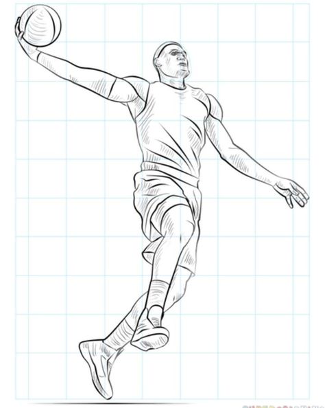 Draw A Basketball, Basketball Drawings, Sports Drawings, Human Figure Sketches, Basket Sport, Drawing Tutorials For Kids, Human Figure Drawing, Basketball Art, Figure Sketching