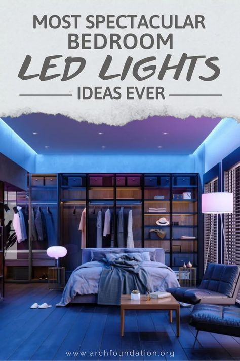 35 Most Spectacular Bedroom LED Lights Ideas Ever 2024 Bedroom Ideas With Led Lights, Urban Modern Bedroom, Ideas With Led Lights, Led Lights Ideas, Bedroom Led Lights, Led Light Ideas, Slanted Ceiling, Bedroom Led, Bohemian Farmhouse