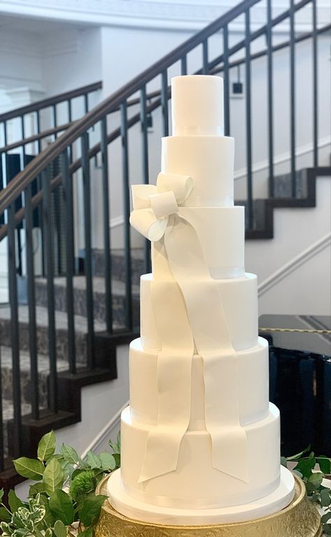 Wedding Cake With Bow Fondant, Greece Inspired Wedding, Wedding Cake With Bow, Bow Wedding Cake, Bow Wedding Cakes, Wedding Cake Frosting, People Staring, Vintage Mansion, 2 Tier Wedding Cakes