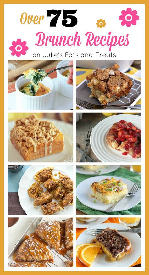 Over 75 brunch recipes, including everything from french toast to egg casseroles and everything in between! Make Ahead Brunch Recipes, Baby Shower Brunch Food, Christmas Brunch Recipes, Make Ahead Brunch, Breakfast And Brunch, Birthday Brunch, Easy Brunch, Brunch Menu, Christmas Breakfast