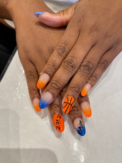 Cute Basketball Nails, Basketball Nails Acrylic, Basketball Nail Art, Space Jam Nails, Basketball Nails Designs, Nails Basketball, March Madness Nails, Basketball Nail Designs, Sports Themed Nails