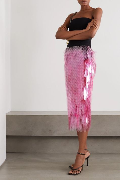 Paco Rabanne Paillette-Embellished Chainmail Midi Skirt Cocktail Outfit, Runway Trends, Paco Rabanne, Out And About, Party Fashion, Festival Outfits, Net A Porter, Flamingo, Madrid