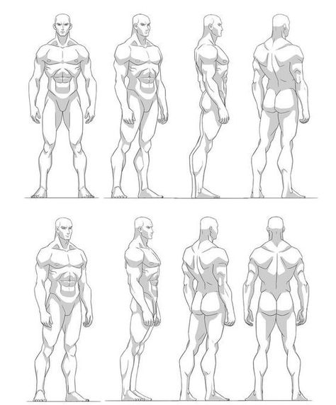 Male Character Design Anatomy, Male Model Anatomy Pose, Male Body Back Drawing, Superhero Turnaround, Character Turnaround Sheet Template Male, Male Character Design Poses, T Pose Character Sheet, Full Body Shadow Reference, Male Character Anatomy