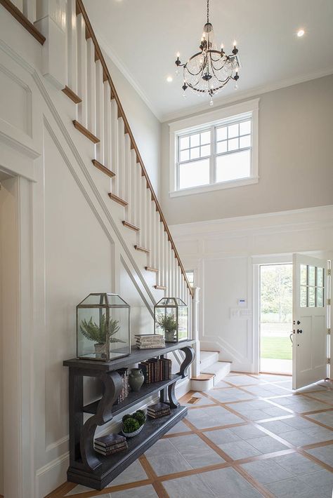 Two-story entryway 2 Story Foyer Ideas Entryway, Open Foyer Ideas Entryway, 2 Story Entryway, Two Story Entryway, Entryway Wallpaper, Open Entryway, Foyer Ideas Entryway, Open Foyer, Entryway Stairs