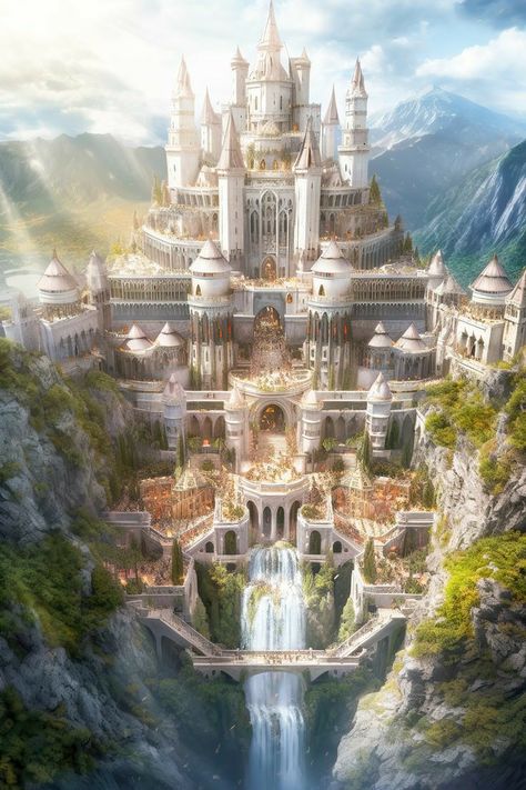 Orynth Castle, High Fantasy Castle, Cool Castles, Fantasy Buildings Art, Fantasy Places Art, Fantasy Palace Art, Fantasy Places City, Fantasy Kingdom Art, Fantasy Concept Art Environment