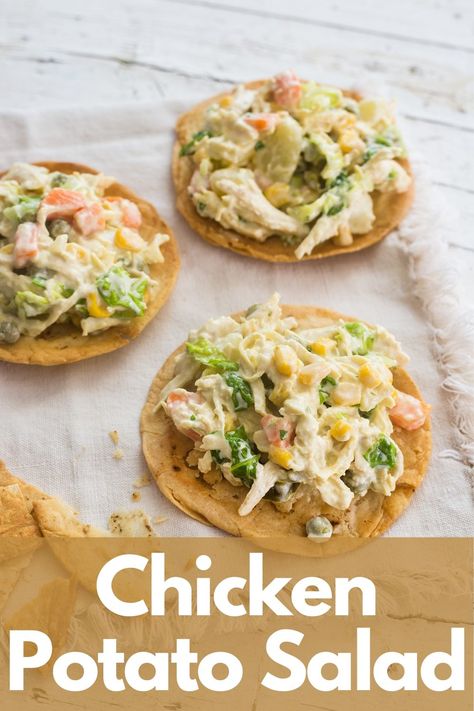 Potato Salad And Chicken Dinner, Chicken Potato Salad Recipes, Potato Chicken Salad, Mexican Potato Salad, Chicken And Potato Salad, Mexican Chicken Salad, Chicken Potato Salad, Mexican Potatoes, Mexican Chicken Salads